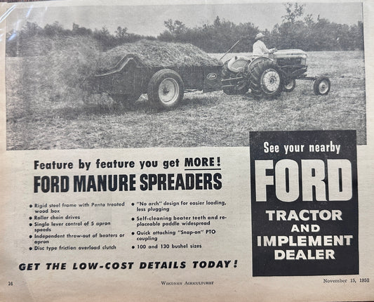 1958 Ford Manure Spreaders Give You More Feature by Feature Vintage Ad N374