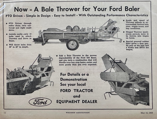 1963 Ford Bale Thrower for your Ford Baler - Vintage Ad N375
