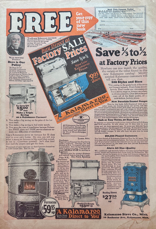 1925 Kalamazoo Wood-Coal Ranges and Furnaces Vintage Ad #1352