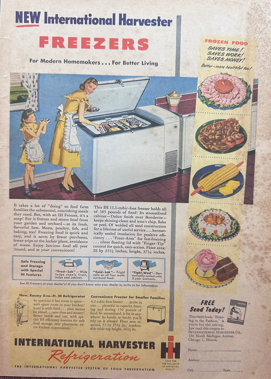 1948 International Harvester Freezers & Kalamazoo Electric Ranges - Vintage Ads N487