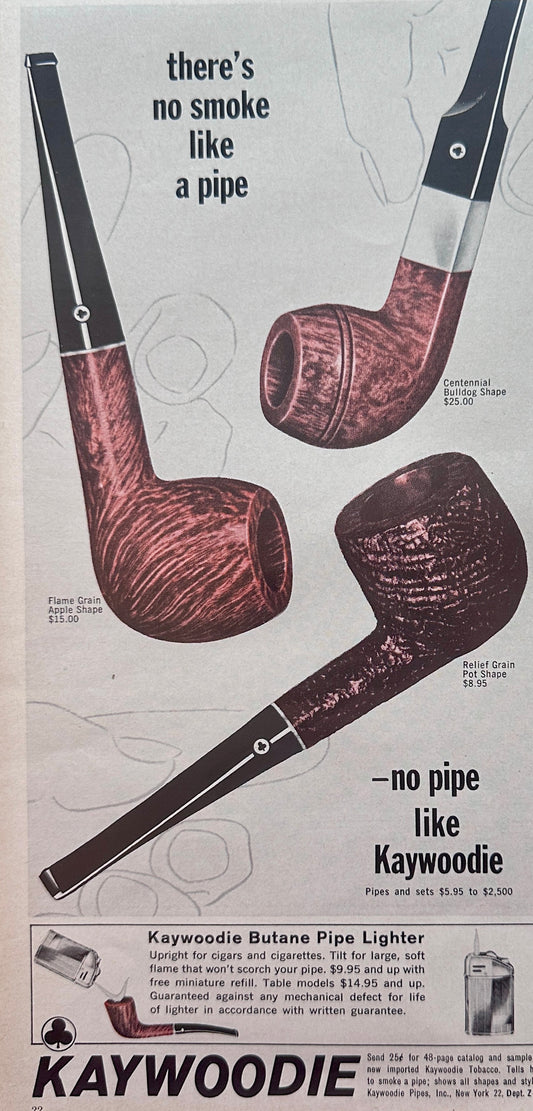 1964 Kaywoodie Pipes 3 Models Shown in this Vintage Ad N568