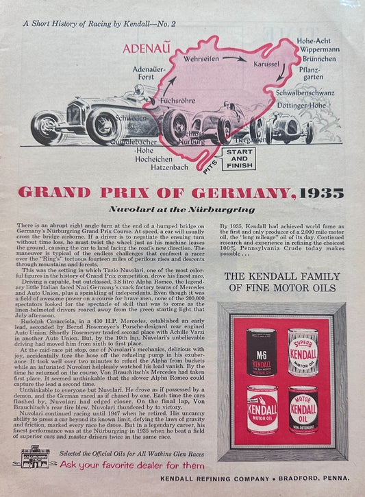 1963 Kendall Motor Oil - A short History of Racing by Kendall #2 edition N569