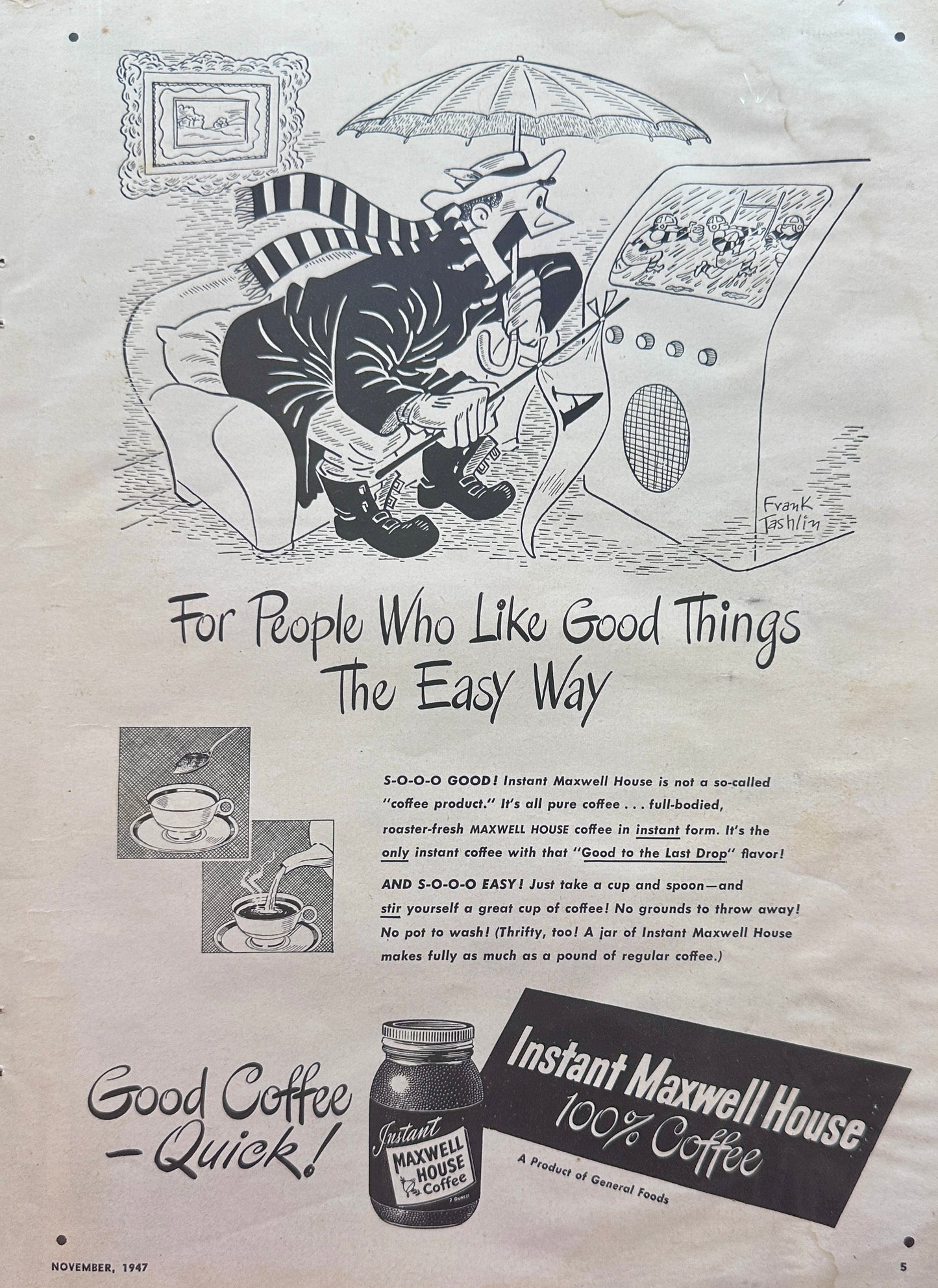 1947 Maxwell House Instant Coffee - The Easy Way - Vintage Ad N617