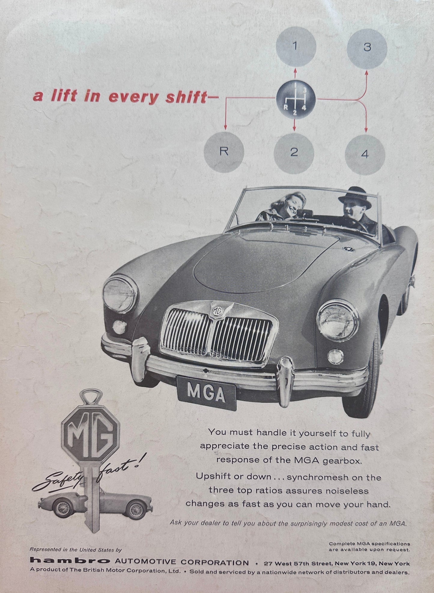 1958 MGA A Lift in Every Shift - Vintage Ad #A187