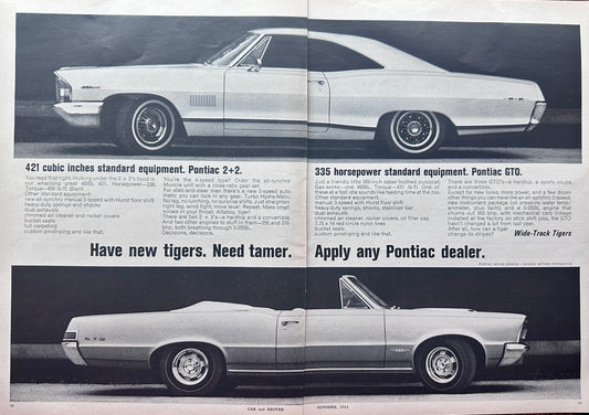 1964 2-Page Ad for the Pontiac 2+2 GTO Wide Track Tiger Ad #A305