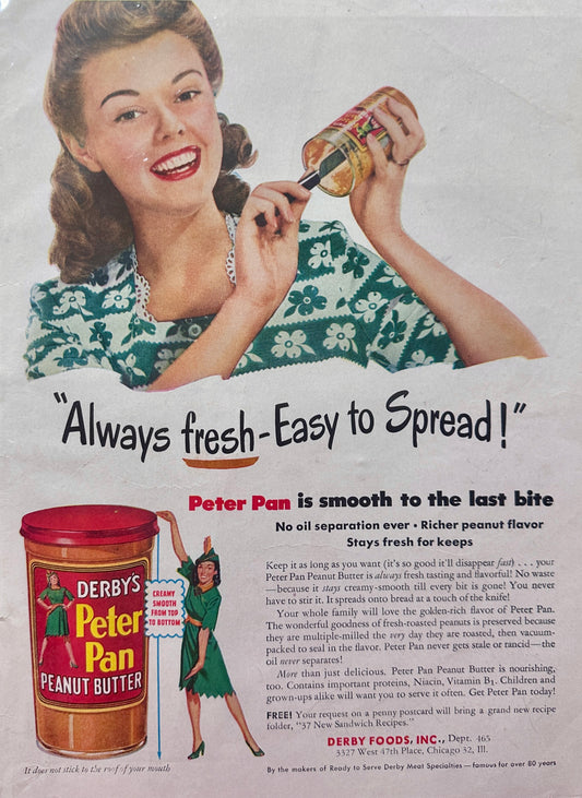 1946 Peter Pan Peanut Butter and Canned Spam Vintage Pantry Ads N755