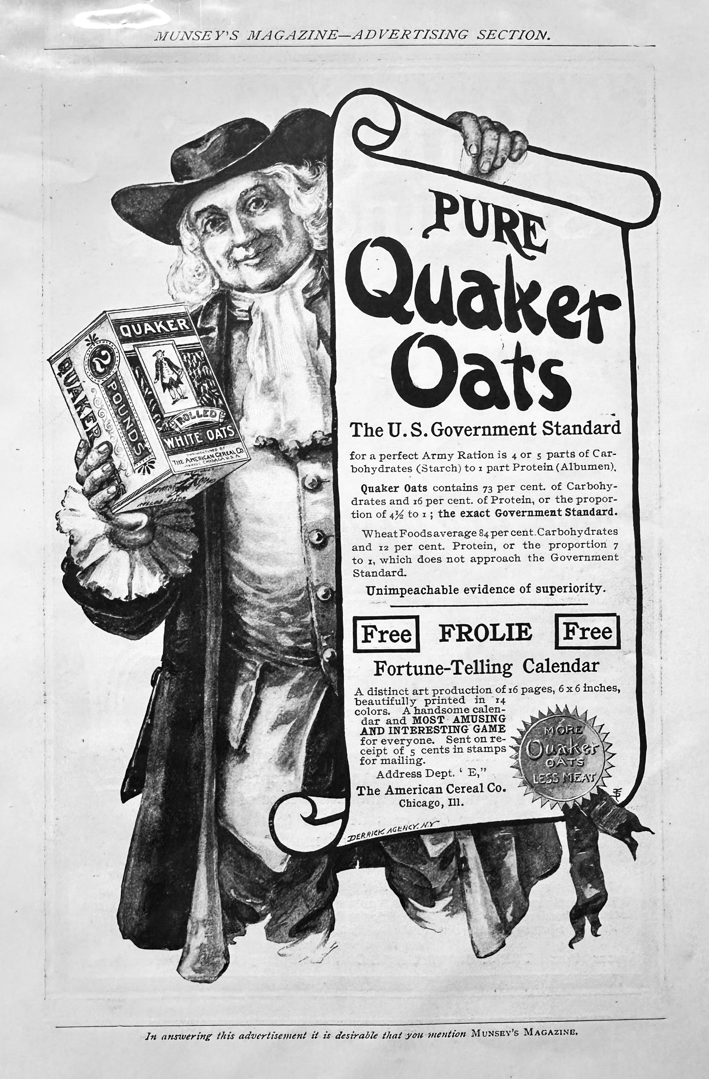 1901 Pure Quaker Oats - Williams Shaving Soap - Vintage Ads