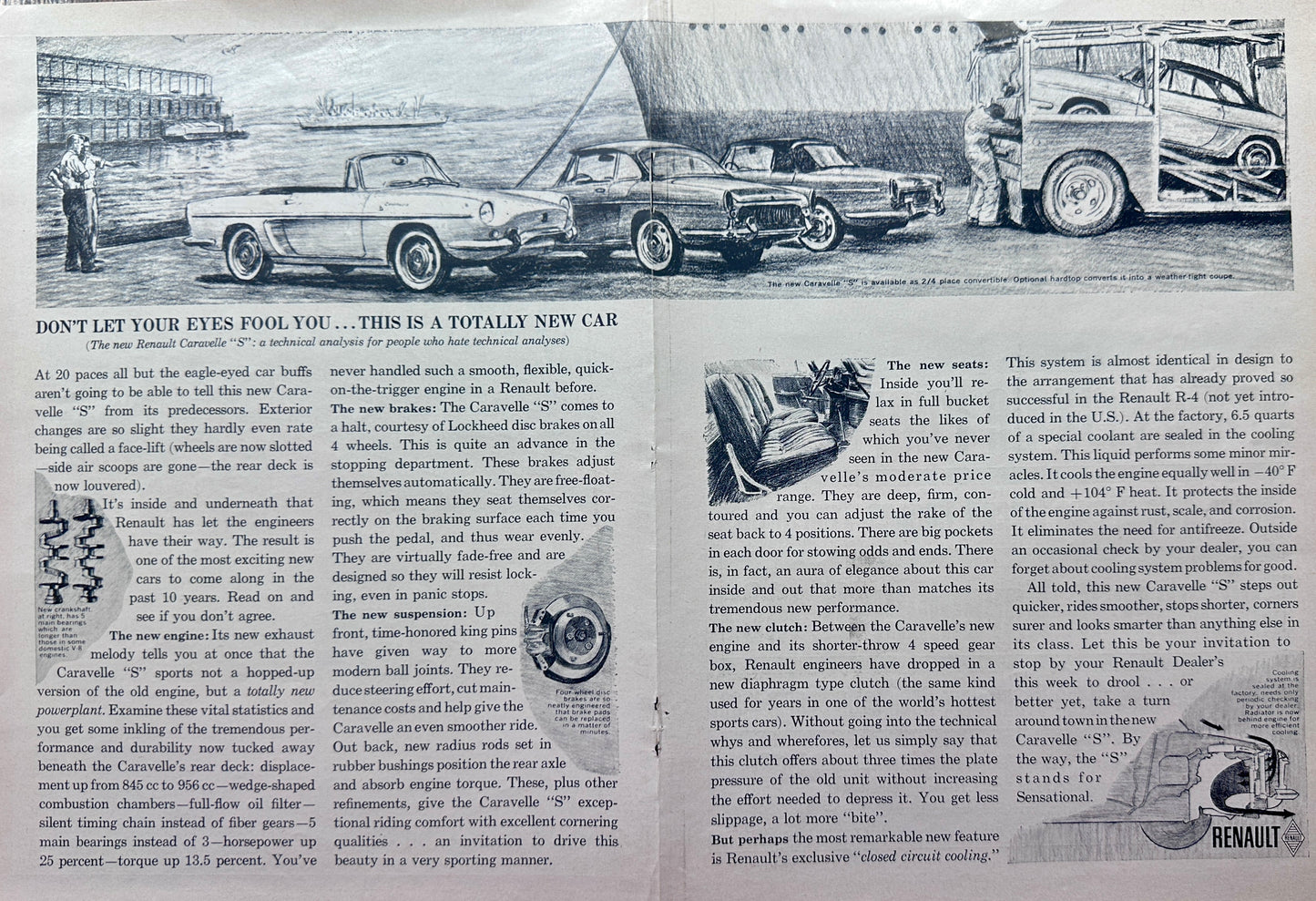 1962 Centerfold Renault Caravelle "S" Vintage Ad #A223