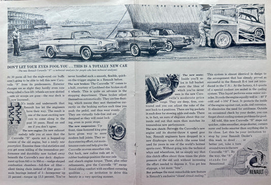 1962 Centerfold Renault Caravelle "S" Vintage Ad #A223
