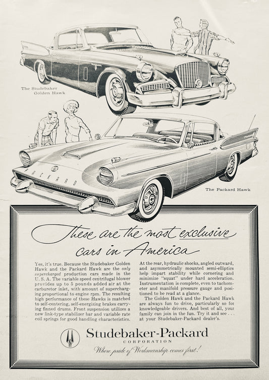 1958 Studebaker-Packard Hawk and Golden Hawk Vintage Ad #A277