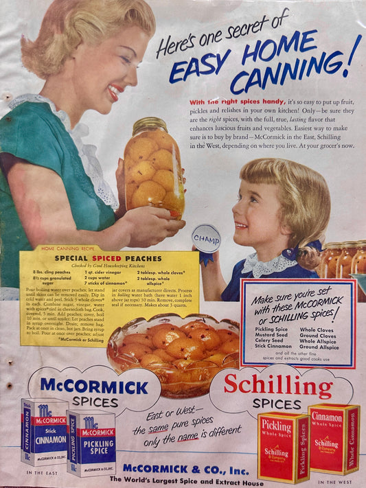1950 McCormick & Schilling Spices + Sunbeam Ironmaster Ads N824