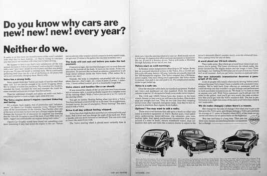 1964 Volvo 2-page Magazine Ad PV544, 122S and P1800 models shown AD # A244
