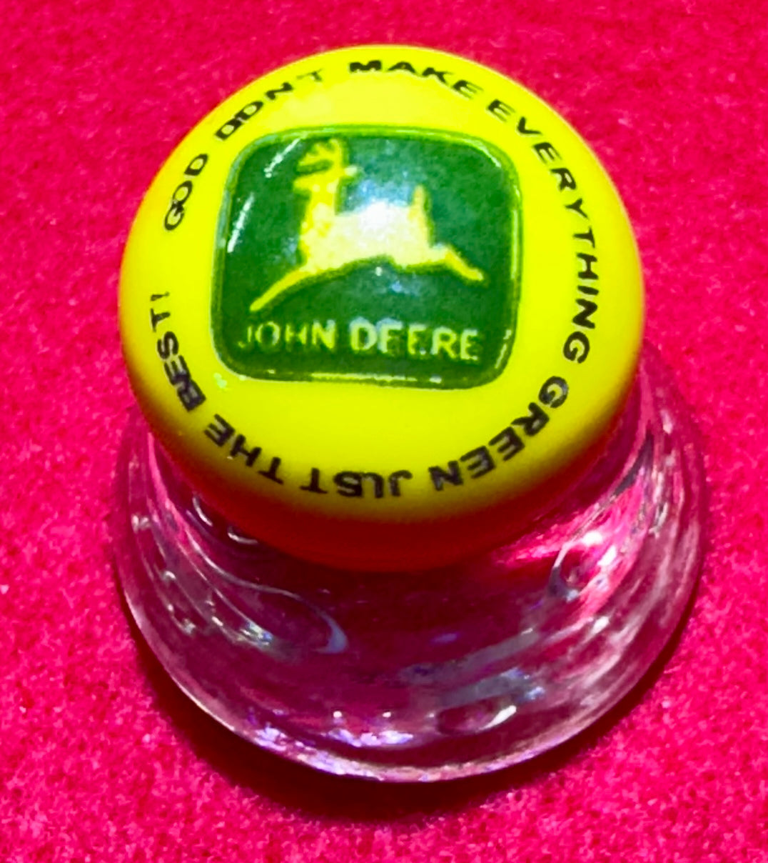 Lot of 3 Collectible John Deere Marbles with one display base