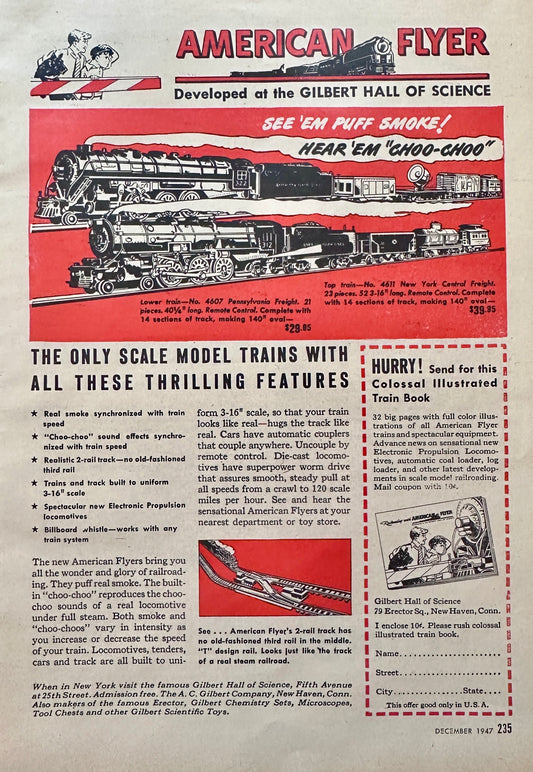 1947 American Flyer Model Train Vintage Ad S58