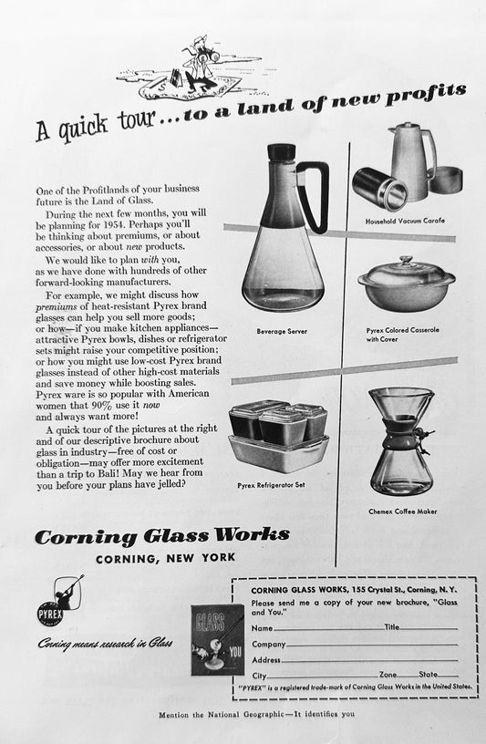 1953 Corning Glass Works - Pyrex - Chemex - Vintage Ad N267
