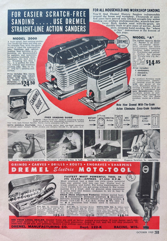 1952 Dremel electric Sanders and Moto-Tool Vintage Ad N301
