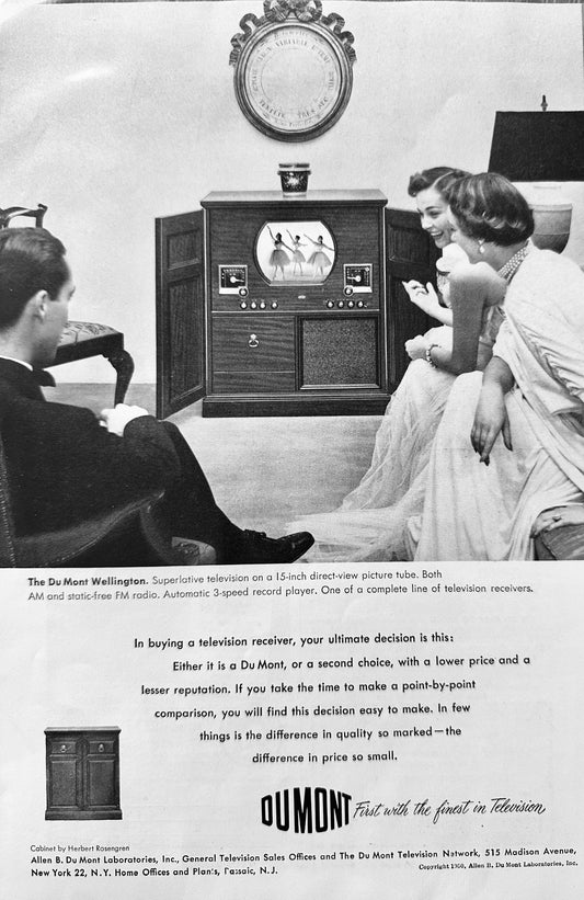 1950 DuMont Wellington Television Console - Vintage Ad N309