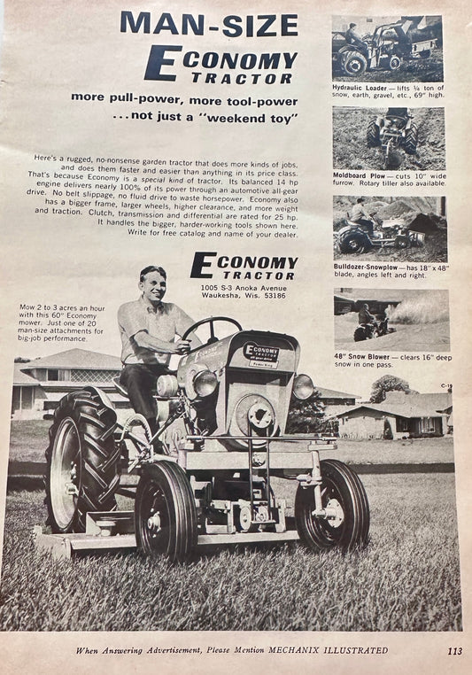 1971 Economy Tractor Made in Waukesha, WI - Vintage Ad N312