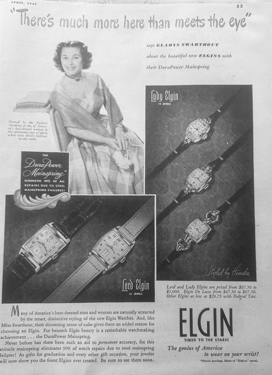 1949 Elgin Watches - More Than Meets The Eye - Vintage Ad N322