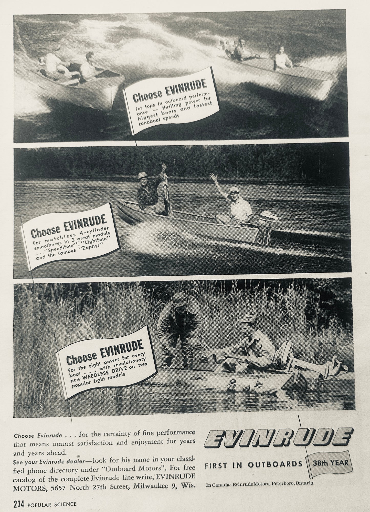 1947 Evinrude Outboard Motors Water Sportsman's Choice Vintage Ad N344