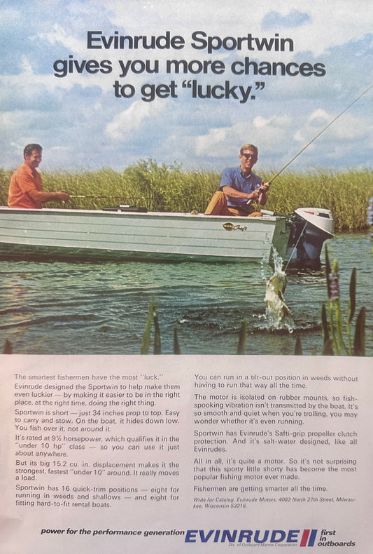 1971 Evinrude Sportwin Outboard Motor - Sporty Little Shorty - Vintage Ad N356