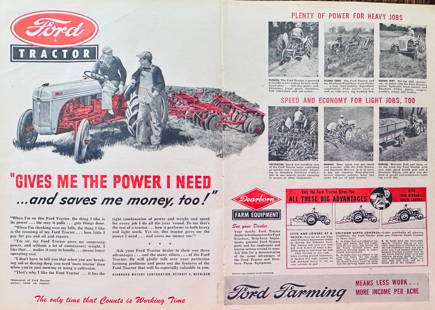 1948 2-Page Ford Tractor  Vintage Ad - Gives Me The Power I Need N371