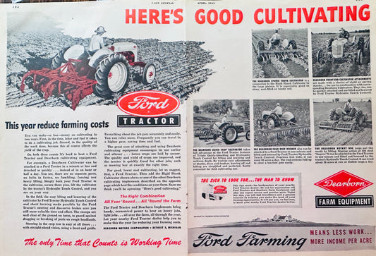 1949 Centerfold Ad for Ford Tractors to Help Reduce Farming Costs N373