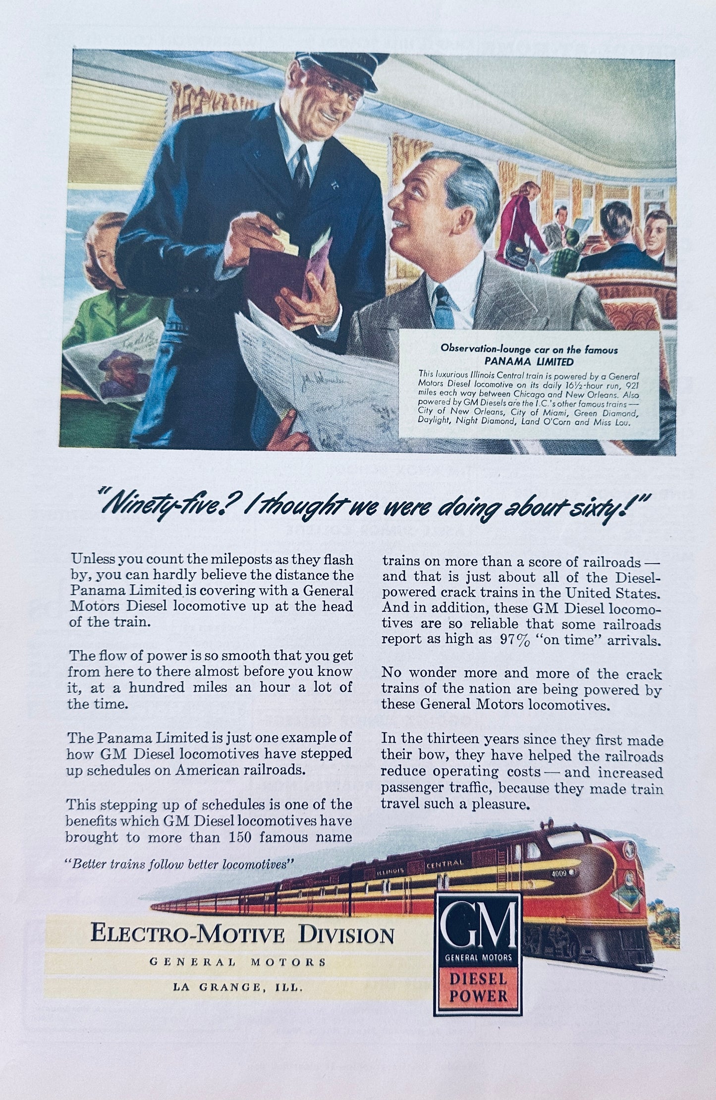 1947 General Motors Electro-Motive Division LaGrange, IL Classic Ad N404