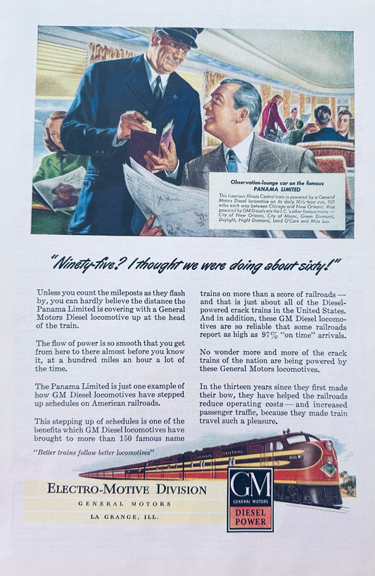 1947 General Motors Electro-Motive Division LaGrange, IL Classic Ad N404