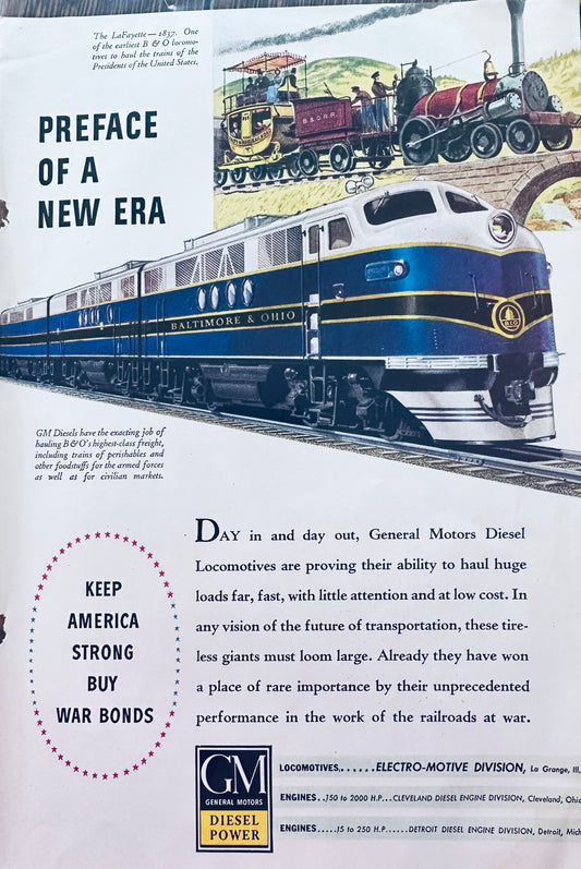 1944 General Motors Locomotive in Baltimore & Ohio Colors - Gorgeous! N401