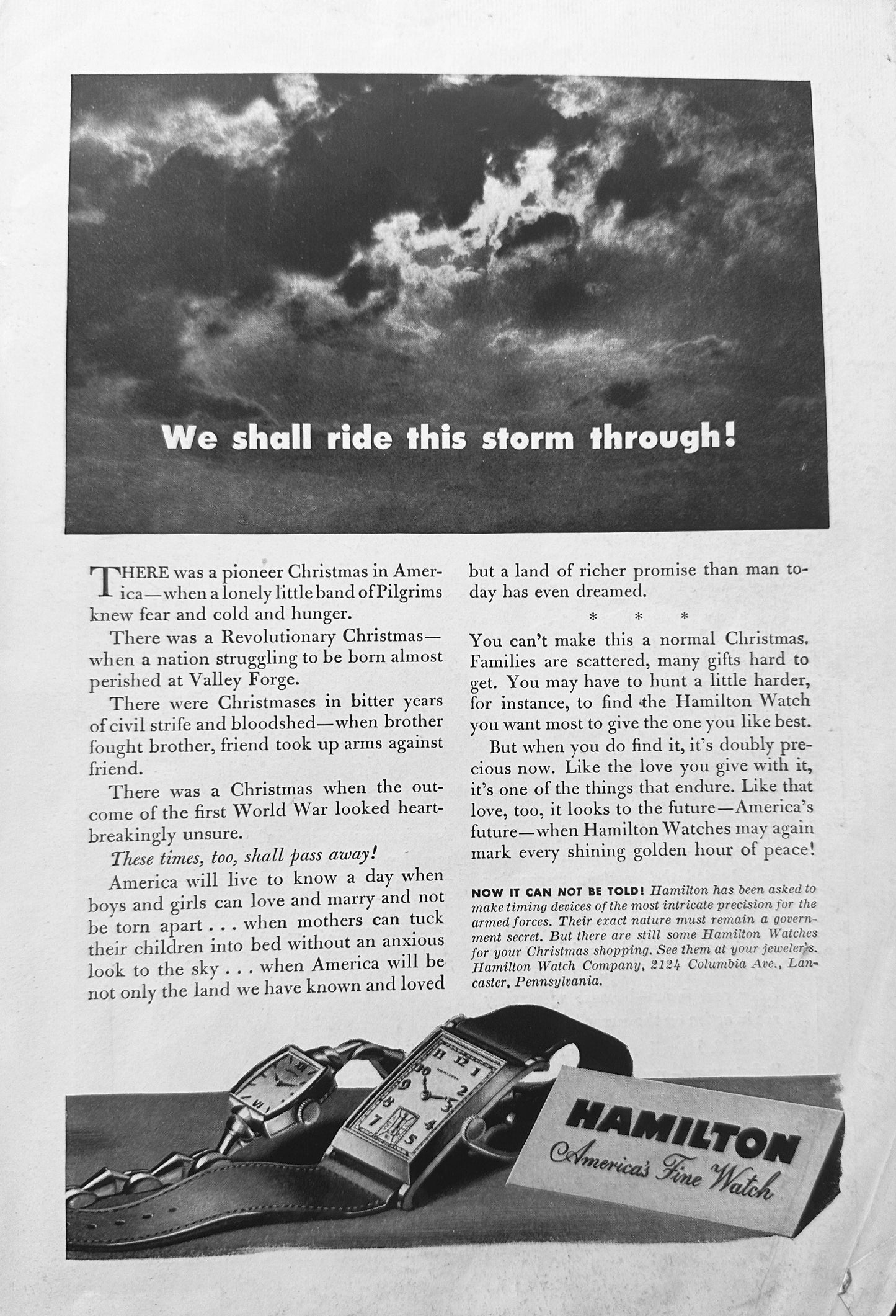 1942 WWII Vintage Ads for Hamilton Watches & Bell &Howell Film Cameras N431