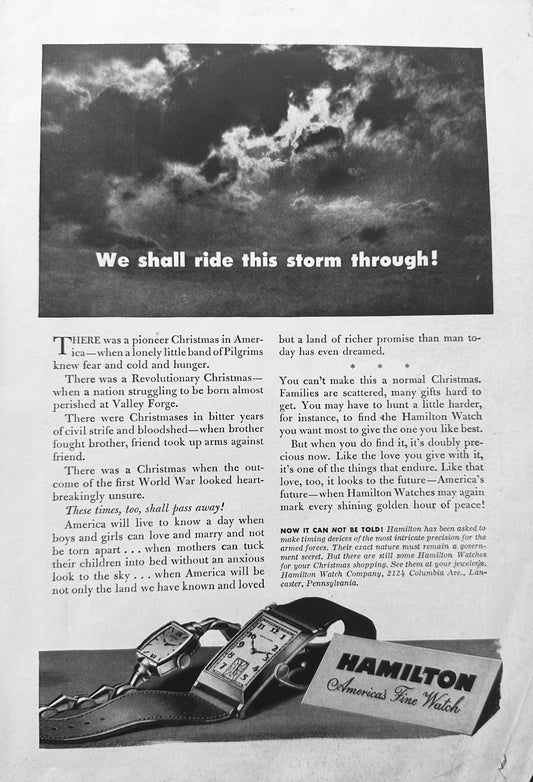 1942 WWII Vintage Ads for Hamilton Watches & Bell &Howell Film Cameras N431