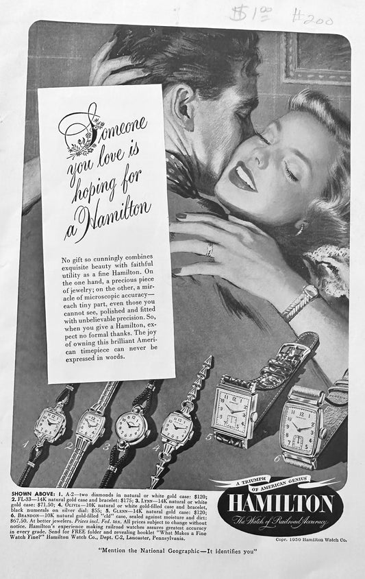 1950 Hamilton Watches A triumph of American Genius Vintage Ad N442