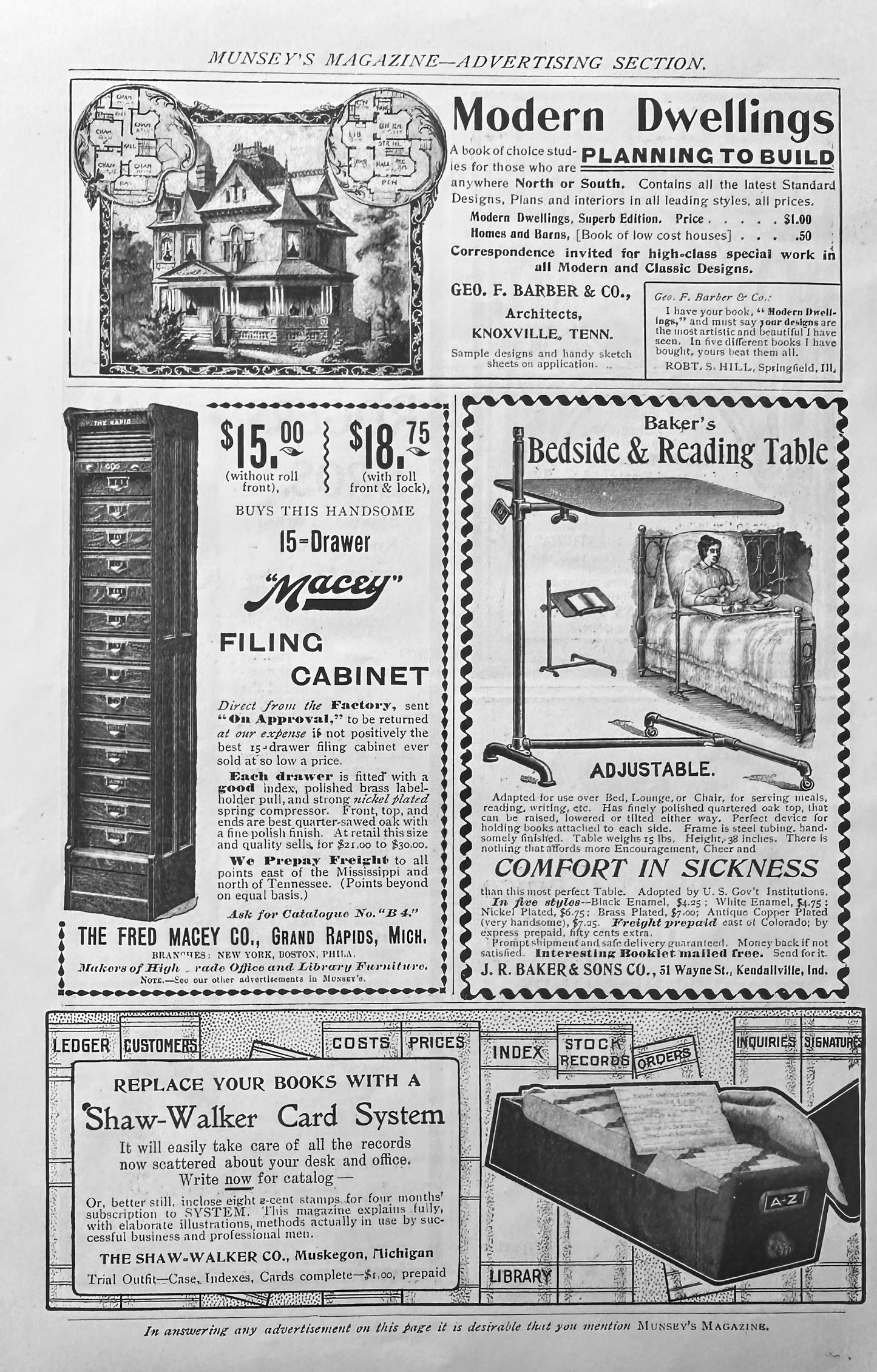 1901 Geo. F. Barber & Co House Plans Knoxville, TN & Macey Filing Cabinet