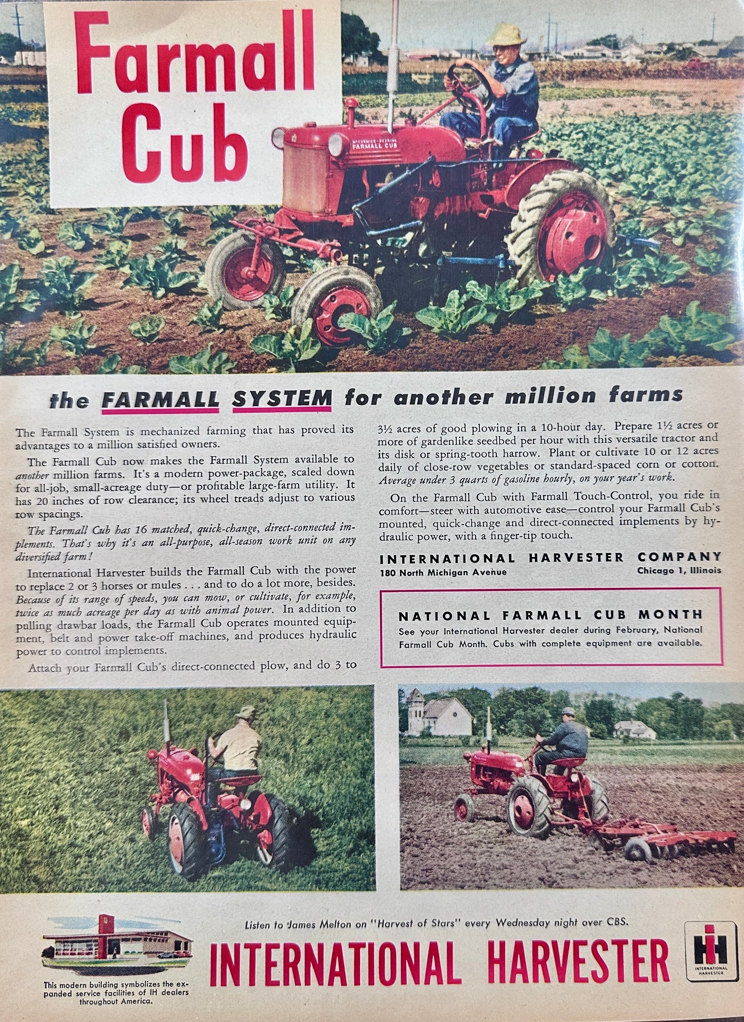 1949 International Harvester Farmall Cub In Action Vintage Ad N489