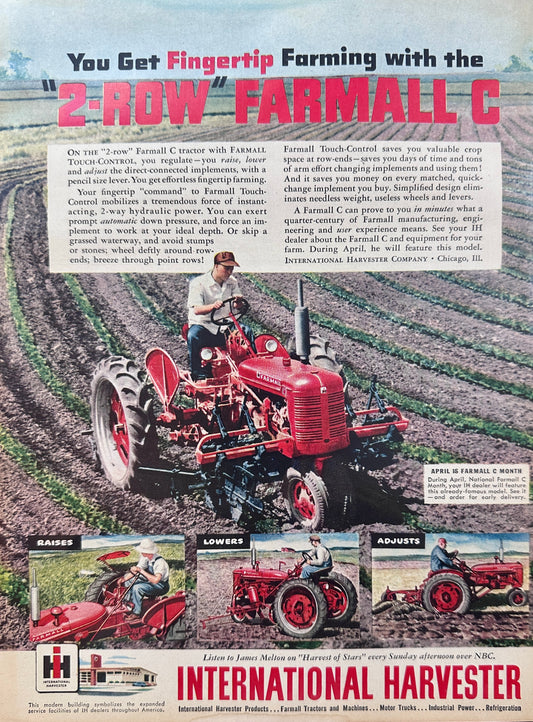 1949 International Harvester 2-Row Farmall C Vintage Ad N488