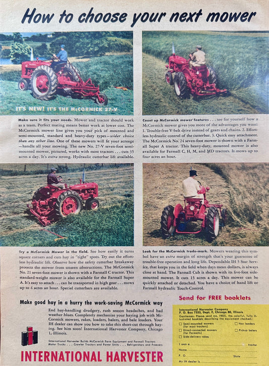 1951 International Harvester Selection of McCormick Mowers #21, #24, #27 N491