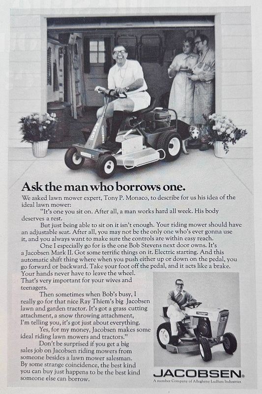 1971 Jacobsen Mark II Riding Lawnmower Vintage Ad