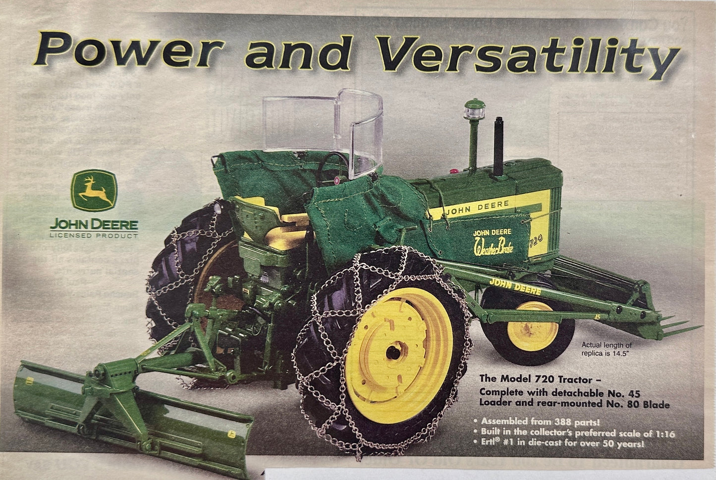 1990's John Deere Ertl Die Cast Model Tractor Advertising Model B & 720 N558