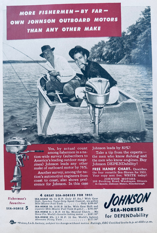1951 Johnson Sea-Horse Outboard Motors - Fisherman's Favorite! N507