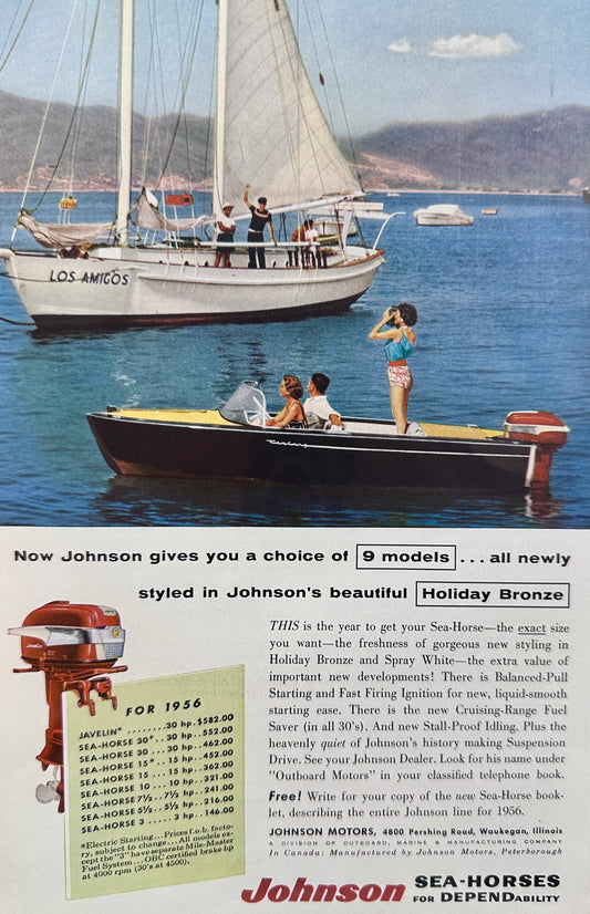 1956 Johnson Sea-Horse Line of Outboard Models 9 Models Listed N513
