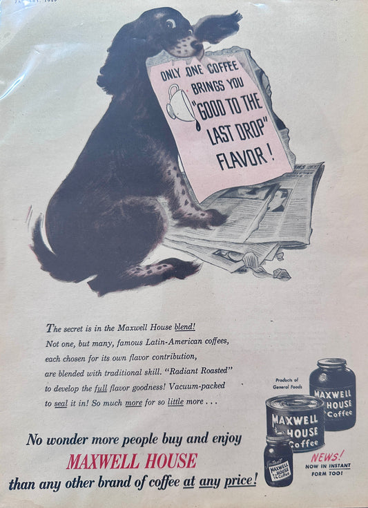 1949 Before there was Starbucks there was Maxwell House Coffee Vintage Ad N611