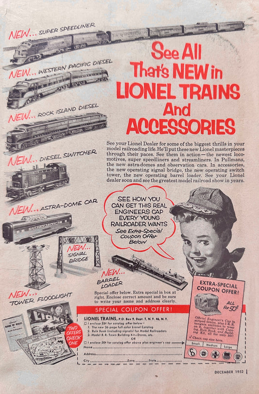 1952 See All That's New in Lionel Trains & Accessories Vintage Ad N583