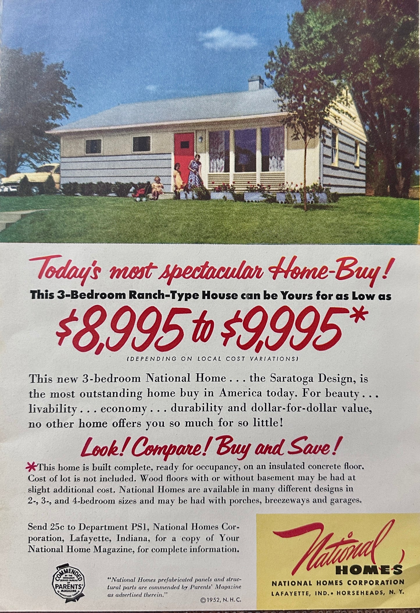 1952 National Homes Mail Order Prefab Home - Lafayette, IN & Bonney Tools