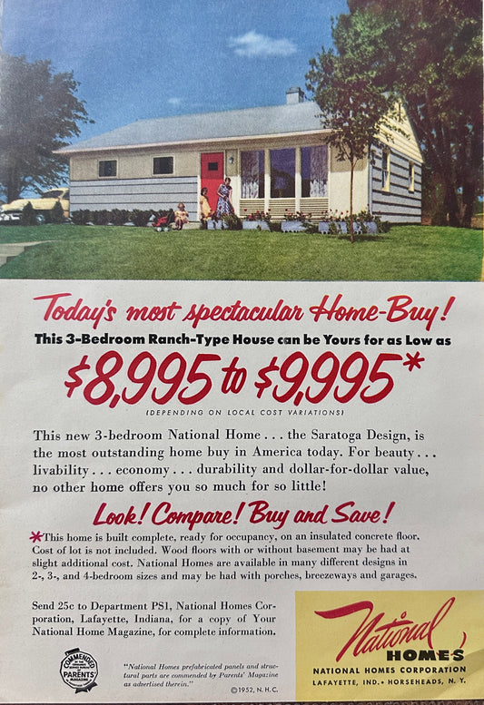 1952 National Homes Mail Order Prefab Home - Lafayette, IN & Bonney Tools