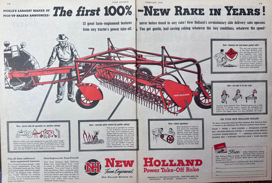 1949 New Holland Side Delivery PTO Rake Centerfold Ad