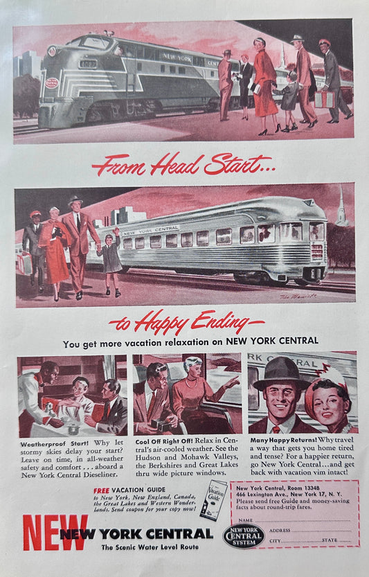 1950 New York Central Post War Vacation Excursions - More Relaxation Time n703