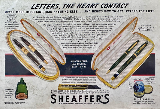1947 Sheaffer Triumph and Sovereign Pen Ensembles Vintage Ad N846
