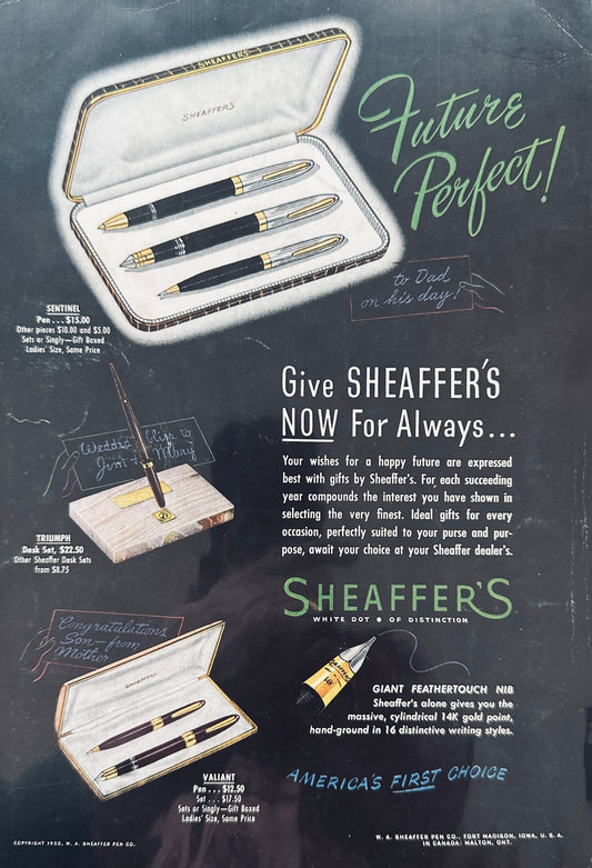1950 Sheaffer Pen Sets - Sentinel, Triumph, Valiant - Vintage Ad N847