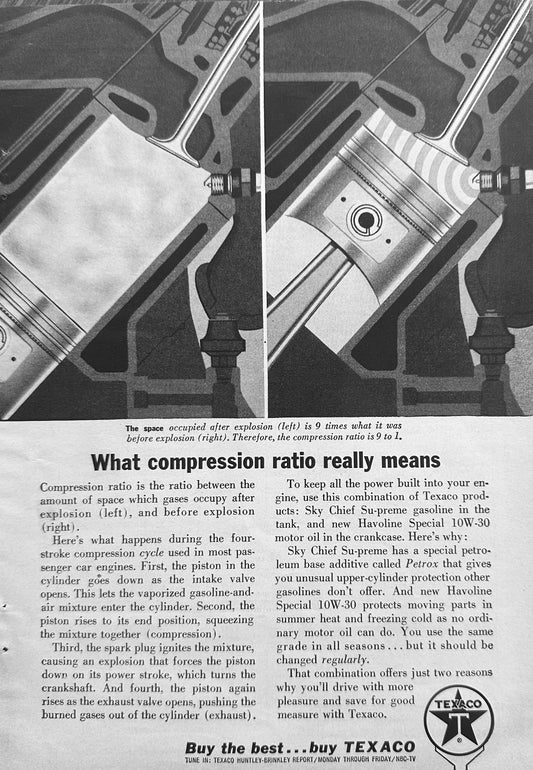 1960 Texaco Sky Chief Supreme Gasoline with Petrox Vintage Ad N891
